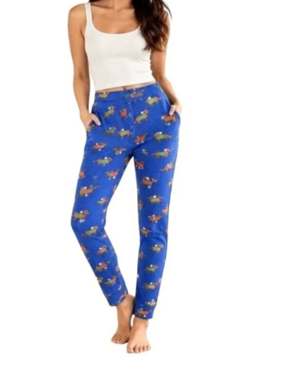 Aerie Pajama Pant Winter Dogs Womens Size Medium Thermal Bottoms Waffle Knit